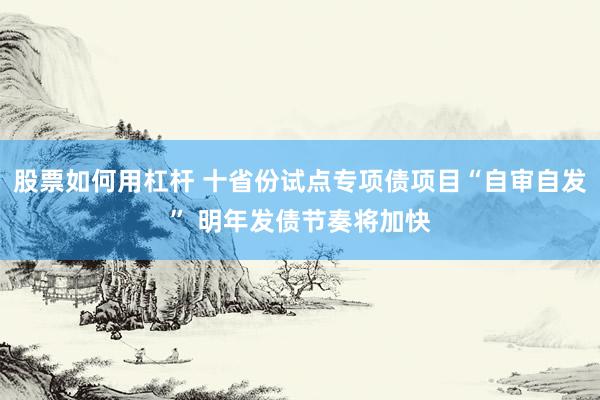 股票如何用杠杆 十省份试点专项债项目“自审自发” 明年发债节奏将加快