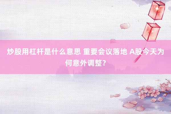炒股用杠杆是什么意思 重要会议落地 A股今天为何意外调整？