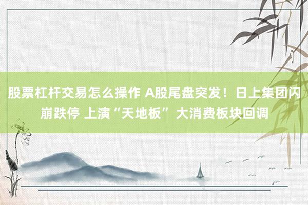 股票杠杆交易怎么操作 A股尾盘突发！日上集团闪崩跌停 上演“天地板” 大消费板块回调