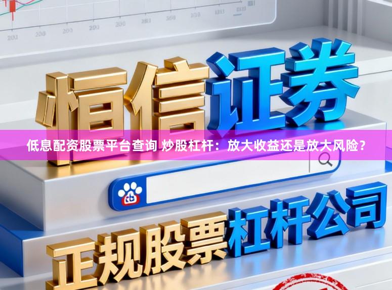 低息配资股票平台查询 炒股杠杆：放大收益还是放大风险？